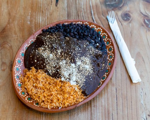 Mexican lunch table with rice and beans