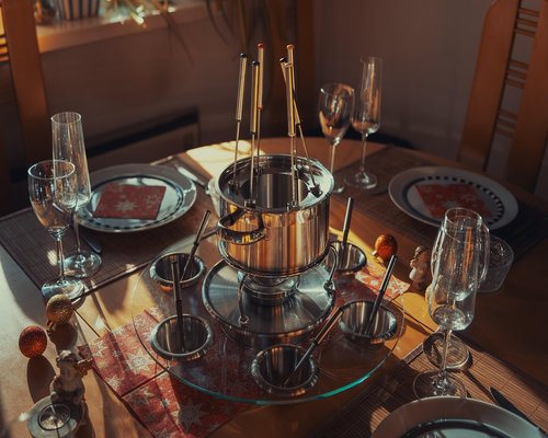 Family eating dinner together without phones