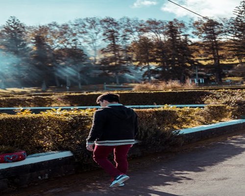 Person walking in a park during a sunny day